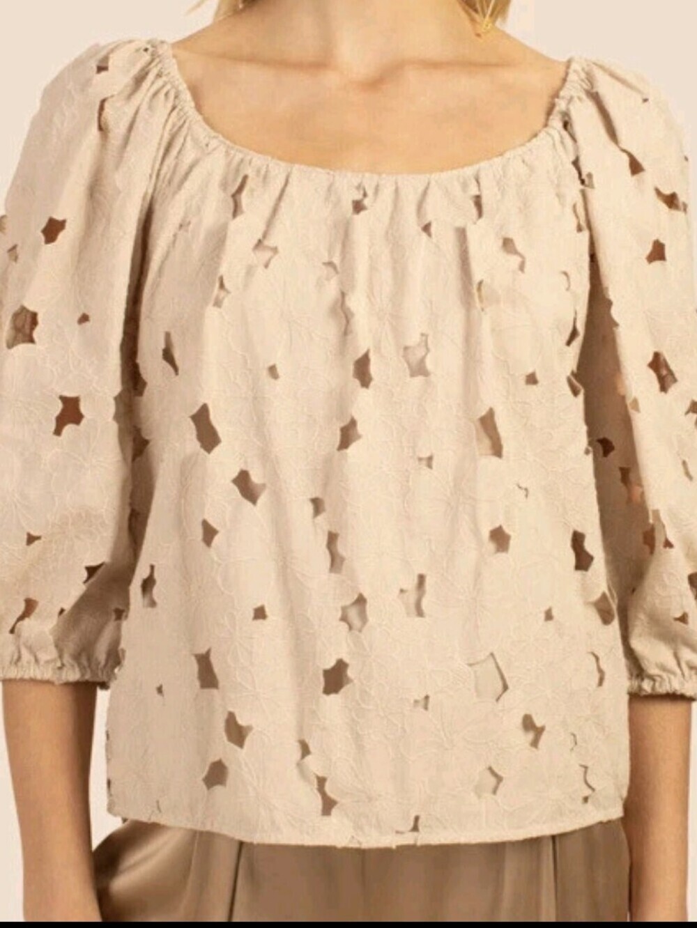 Trina Turk Thia Puff Sleeve Top – Desert Tan – Size Small